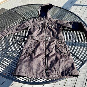 The North Face Women's XS Black Herringbone Poly Filled Zip-OffHood Parka Jacket